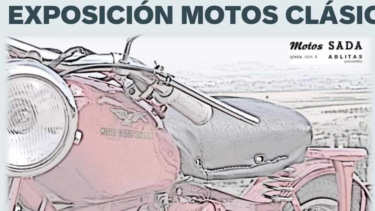 Exposición de motos clásicas en el salón del Club de Jubilados de Cortes